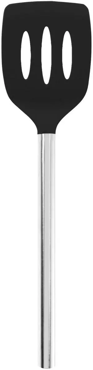 Slotted Silicone Spatula Turner Slotted Stainless Steel Handle 10" Black Heat Resistant Non Toxic BPA Free Kitchen Utensil, Scratch Resistant Silicone Pancake Flipper Turner for Cooking Slotted Silicone Spatula Turner Slotted Stainless Steel Handle 10" Black Heat Resistant Non Toxic BPA Free Kitchen Utensil, Scratch Resistant Silicone Pancake Flipper Turner for Cooking