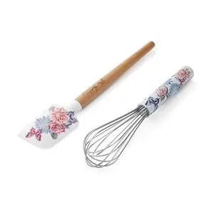 Spatula and Whisk Set - Rose Kitchen Utensils with Floral and Butterfly Pattern Design - Heat Resistant Silicone Cooking Tools - 2 Piece Baking Essentials Set Spatula and Whisk Set - Rose Kitchen Utensils with Floral and Butterfly Pattern Design - Heat Resistant Silicone Cooking Tools - 2 Piece Baking Essentials Set