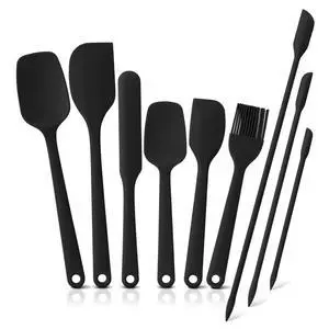 Silicone Spatula Set,9-Piece BPA Free Food Grade Heat Resistant Spatulas for Cooking Baking,Seamless One Piece Design,Non-Stick Safe,Dishwasher Safe,Withstands -104°F to 600°FBlack Silicone Spatula Set,9-Piece BPA Free Food Grade Heat Resistant Spatulas for Cooking Baking,Seamless One Piece Design,Non-Stick Safe,Dishwasher Safe,Withstands -104°F to 600°FBlack