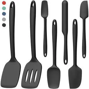 Silicone Spatula Set of 7, BPA Free Food Grade Silicone Cooking Utensils, Heat Resistant Kitchen Tools for Nonstick Cookware, Dishwasher Safe Spatulas for Cooking and Baking7,PureBlack Silicone Spatula Set of 7, BPA Free Food Grade Silicone Cooking Utensils, Heat Resistant Kitchen Tools for Nonstick Cookware, Dishwasher Safe Spatulas for Cooking and Baking7,PureBlack
