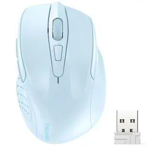 Wireless Mouse, 2.4G Ergonomic Computer Mouse, 2600 DPI, Lightblue Wireless Mouse, 2.4G Ergonomic Computer Mouse, 2600 DPI, Lightblue