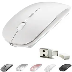 Rechargeable Bluetooth 5.2/3.0/Type-C/USB-2.4G Mouse for MacBook/MacBook air/Pro/iPad, Wireless Mouse for Laptop/Notebook/pc/iPad/Chromebook (White) Rechargeable Bluetooth 5.2/3.0/Type-C/USB-2.4G Mouse for MacBook/MacBook air/Pro/iPad, Wireless Mouse for Laptop/Notebook/pc/iPad/Chromebook (White)