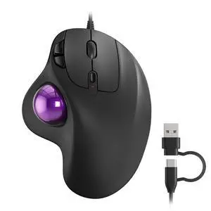 Wired Trackball Mouse Ergonomic Thumb Control Type C USB-Purple Wired Trackball Mouse Ergonomic Thumb Control Type C USB-Purple