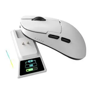 Wireless Gaming Mouse with TFT Color Screen Charging Dock, 56g Ultra-Lightweight Ambidextrous Mice, PAW3950 Sensor, Tri-Mode, White Wireless Gaming Mouse with TFT Color Screen Charging Dock, 56g Ultra-Lightweight Ambidextrous Mice, PAW3950 Sensor, Tri-Mode, White