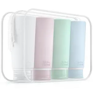 Travel Bottles for Toiletries 3.4oz 4 Pack, TSA Leak Proof Travel Bottles for Toiletries 3.4oz 4 Pack, TSA Leak Proof