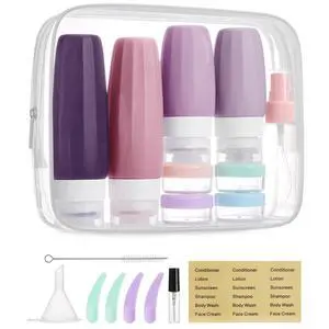 Approved Travel Bottles for Toiletries, Leak Proof Silicone Travel Size Containers Bottles for Shampoo, Purple Approved Travel Bottles for Toiletries, Leak Proof Silicone Travel Size Containers Bottles for Shampoo, Purple