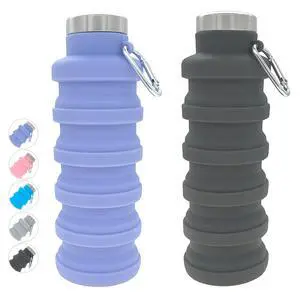 Collapsible Water Bottle 17oz500mlTravel Portable Sport Water BottleReusable Silicone Foldable Water Bottles for Gym Camping Hiking (Purple+Black) Collapsible Water Bottle 17oz500mlTravel Portable Sport Water BottleReusable Silicone Foldable Water Bottles for Gym Camping Hiking (Purple+Black)