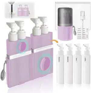 4 in 1 Travel Dispenser Bottle, Travel Bottles for Toiletries, Pink 4 in 1 Travel Dispenser Bottle, Travel Bottles for Toiletries, Pink