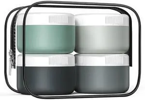 Travel Containers for Toiletries, Silicone Cream Jars BPA-Free, Leak-proof 2oz Travel Size Containers, Portable Size Silicone Jars with Lid for Cosmetic Face Hand Body Cream (4 Pack) Travel Containers for Toiletries, Silicone Cream Jars BPA-Free, Leak-proof 2oz Travel Size Containers, Portable Size Silicone Jars with Lid for Cosmetic Face Hand Body Cream (4 Pack)