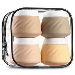 Silicone Cream Jars TSA Approved Travel Size Containers with Clear Bag, Leak-proof Travel Accessories with Lid for Cosmetic Face Body Hand Cream Silicone Cream Jars TSA Approved Travel Size Containers with Clear Bag, Leak-proof Travel Accessories with Lid for Cosmetic Face Body Hand Cream