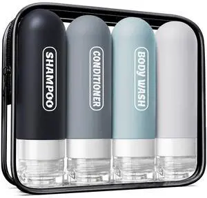 Pre-printed Silicone Travel Bottles for Toiletries 3oz Pre-printed Silicone Travel Bottles for Toiletries 3oz