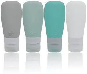 Silicone Travel Bottles, Leak Proof Squeezable Refillable Travel Accessories Toiletries Containers Travel Size Cosmetic Tube for Shampoo Lotion Soap Liquids (2oz Grey/blue/white/green) Silicone Travel Bottles, Leak Proof Squeezable Refillable Travel Accessories Toiletries Containers Travel Size Cosmetic Tube for Shampoo Lotion Soap Liquids (2oz Grey/blue/white/green)