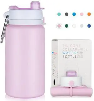 Collapsible Water Bottles, 19oz Foldable Silicone Travel Bottles Collapsible Water Bottles, 19oz Foldable Silicone Travel Bottles