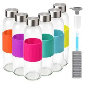 Glass Juice Bottles with Stainless Steel Lids Leak Proof 6 Pack Glass Juice Bottles with Stainless Steel Lids Leak Proof 6 Pack
