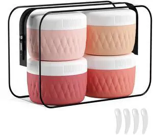Travel Containers for Toiletries, Silicone Cream Jars BPA-Free, TSA Approved 3oz Travel Size Containers, Leak-proof Silicone Jars with Lid for Cosmetic Face Hand Body Cream (4 Pack) Travel Containers for Toiletries, Silicone Cream Jars BPA-Free, TSA Approved 3oz Travel Size Containers, Leak-proof Silicone Jars with Lid for Cosmetic Face Hand Body Cream (4 Pack)