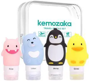Cute Cartoon Travel Size Silicone Bottle Set for Toiletries, 4Pack Cute Cartoon Travel Size Silicone Bottle Set for Toiletries, 4Pack