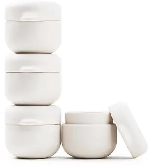 Silicone Travel Containers, 4-Pack 1oz (30ml), Refillable Cream Jars, Leak-Resistant & TSA-Approved, BPA-Free, Wide Opening Design, Sand Beige Silicone Travel Containers, 4-Pack 1oz (30ml), Refillable Cream Jars, Leak-Resistant & TSA-Approved, BPA-Free, Wide Opening Design, Sand Beige