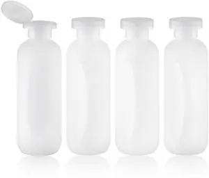 Empty Shampoo Bottles 6.7oz, Clear Flip Cap Refillable Plastic, 4 Pack Set Empty Shampoo Bottles 6.7oz, Clear Flip Cap Refillable Plastic, 4 Pack Set