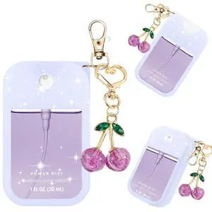 Hand Sanitizer Spray Case Compatible with Touchland Power Mist 1 oz(30 ml) - with Cherry keychain Silicone Protective Cover Accessories for Touchland (Glittery purple) Hand Sanitizer Spray Case Compatible with Touchland Power Mist 1 oz(30 ml) - with Cherry keychain Silicone Protective Cover Accessories for Touchland (Glittery purple)