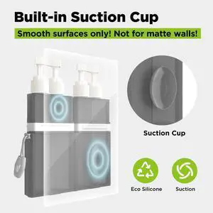 Travel Dispenser Bottle, TSA Approved Refillable Shampoo and Conditioner Bottles Set with Suction Cup for Smooth Walls, Travel Size Toiletries Container for Body Wash/Lotion.(Grey) Travel Dispenser Bottle, TSA Approved Refillable Shampoo and Conditioner Bottles Set with Suction Cup for Smooth Walls, Travel Size Toiletries Container for Body Wash/Lotion.(Grey)