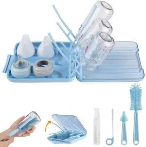 Bottle Brush Set -Baby Travel Essential-6 in 1 Bottle Cleaner Kit with Silicone Bottle Brush,Nipple Cleaner Brush,Straw Brush,Soap Dispenser,Storage Box,Bottle Drying Rack for Home and Travel(Blue) Bottle Brush Set -Baby Travel Essential-6 in 1 Bottle Cleaner Kit with Silicone Bottle Brush,Nipple Cleaner Brush,Straw Brush,Soap Dispenser,Storage Box,Bottle Drying Rack for Home and Travel(Blue)