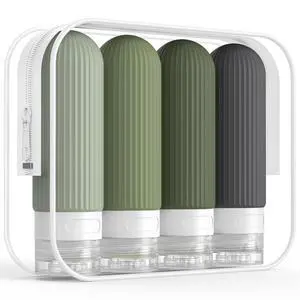 Travel Bottles for Toiletries, TSA Approved 3oz Silicone Journey Size Containers, Portable Split Bottle for Conditioner, Shampoo, Lotion- 4 Pack Desert Sage Travel Bottles for Toiletries, TSA Approved 3oz Silicone Journey Size Containers, Portable Split Bottle for Conditioner, Shampoo, Lotion- 4 Pack Desert Sage