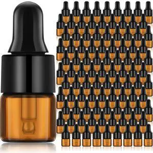 Mini Amber Glass Oil Dropper Bottle Bulk, Clear Essential Small Empty Sample Vial with Dropper and Black Caps Tiny Amber Glass Bottles Perfume Jars for Travel(1 ml) Mini Amber Glass Oil Dropper Bottle Bulk, Clear Essential Small Empty Sample Vial with Dropper and Black Caps Tiny Amber Glass Bottles Perfume Jars for Travel(1 ml)