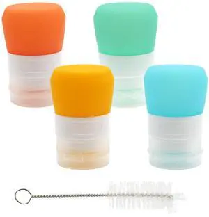Mini Squeeze Bottles for Sauces, 4 Pack 1 oz Travel Bottles, Silicone Condiment Squeeze Bottles, Salad Dressing Containers for Lunch Box Mini Squeeze Bottles for Sauces, 4 Pack 1 oz Travel Bottles, Silicone Condiment Squeeze Bottles, Salad Dressing Containers for Lunch Box