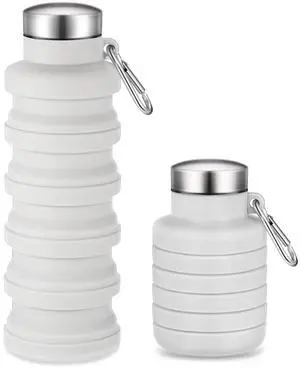 Collapsible Water Bottles 17oz Travel Sports Portable Water Bottle with Portable Buckle Silicone Lightweight Reusable Leakproof for Camping Hiking Yoga Outdoor(Gray White) Collapsible Water Bottles 17oz Travel Sports Portable Water Bottle with Portable Buckle Silicone Lightweight Reusable Leakproof for Camping Hiking Yoga Outdoor(Gray White)