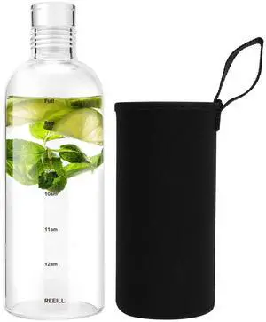 Clear Glass Water Bottles With Time Marker Non-slip Sleeve And Lids, Reusable Glass Drinking Bottles, Drink Water Bottle 26 OzSuitable For Drinks, Juices, Sodas, Coke, As Gifts Etc.(750ml) Clear Glass Water Bottles With Time Marker Non-slip Sleeve And Lids, Reusable Glass Drinking Bottles, Drink Water Bottle 26 OzSuitable For Drinks, Juices, Sodas, Coke, As Gifts Etc.(750ml)