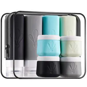 travel bottles for toiletries 8 Pack, Leak proof Travel Size Toiletries Containers with toiletry bag, Squeezable Silicone Bottles & Cream Jars, Travel Essentials BPA-Free kit for Shampoo travel bottles for toiletries 8 Pack, Leak proof Travel Size Toiletries Containers with toiletry bag, Squeezable Silicone Bottles & Cream Jars, Travel Essentials BPA-Free kit for Shampoo