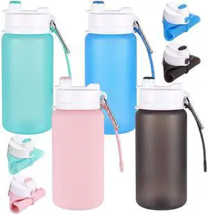 Silicone Collapsible Water Bottle Portable Foldable Water Bottle Leakproof with Carabiner Reusable Lightweight for Travel Sport Hiking Camping Cycling Office(Multicolored) Silicone Collapsible Water Bottle Portable Foldable Water Bottle Leakproof with Carabiner Reusable Lightweight for Travel Sport Hiking Camping Cycling Office(Multicolored)