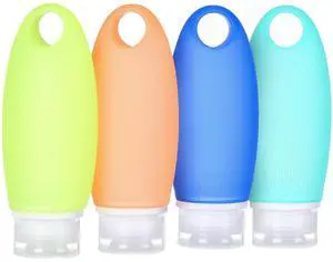 Silicone Travel Bottles 4 Pack 3oz TSA Approved Leak-Proof Toiletry Containers with Hanging Loop, Refillable Soft Squeeze BPA-Free Food-Grade Silicone for Shampoo, Lotion, Conditioner Silicone Travel Bottles 4 Pack 3oz TSA Approved Leak-Proof Toiletry Containers with Hanging Loop, Refillable Soft Squeeze BPA-Free Food-Grade Silicone for Shampoo, Lotion, Conditioner