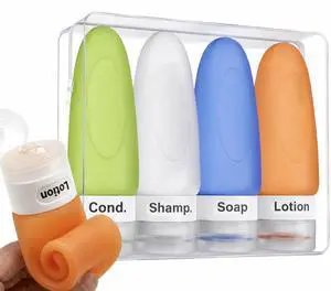 Leak Proof Travel Bottles - Tubes for Liquid TSA Approved 3oz Silicone Toiletries Travel Shampoo & Conditioner Containers with Labels Leak Proof Travel Bottles - Tubes for Liquid TSA Approved 3oz Silicone Toiletries Travel Shampoo & Conditioner Containers with Labels