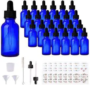 Cobalt Blue Glass Bottles with Glass Eye Droppers Cobalt Blue Glass Bottles with Glass Eye Droppers