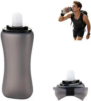 Running Water Bottle 350ml, Collapsible Silicone Water Bottle with Strap, Leak-Proof, for Running, Hiking, Cycling, Travel (Black) Running Water Bottle 350ml, Collapsible Silicone Water Bottle with Strap, Leak-Proof, for Running, Hiking, Cycling, Travel (Black)
