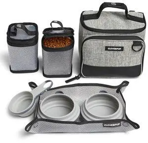 Small 7-Piece Bistro Box Dog Food Travel Kit, 6-Cup BPA-Free Kibble Storage, 2 Silicone Bowls, Mat & Scoop - Portable Pet Food Kit for Weekends, Overnights, Daycare & Camping, Heather Grey Small 7-Piece Bistro Box Dog Food Travel Kit, 6-Cup BPA-Free Kibble Storage, 2 Silicone Bowls, Mat & Scoop - Portable Pet Food Kit for Weekends, Overnights, Daycare & Camping, Heather Grey