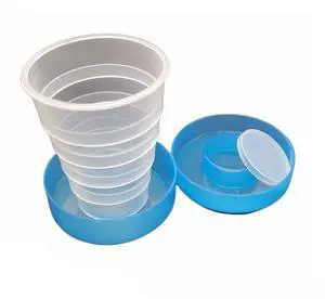 Travel Size Collapsible Drinking Cup and Built in Pill Box Case - Blue (1-Pack) Travel Size Collapsible Drinking Cup and Built in Pill Box Case - Blue (1-Pack)