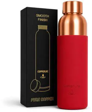 Pure Copper Water Bottle | Handcrafted, Leak-Proof, Eco-Friendly, Health-Boosting Bottle with Silicon Grip | Stylish, Reusable, Perfect for Hydration & Wellness | 34 Ounces (Red Silicon Grip) Pure Copper Water Bottle | Handcrafted, Leak-Proof, Eco-Friendly, Health-Boosting Bottle with Silicon Grip | Stylish, Reusable, Perfect for Hydration & Wellness | 34 Ounces (Red Silicon Grip)