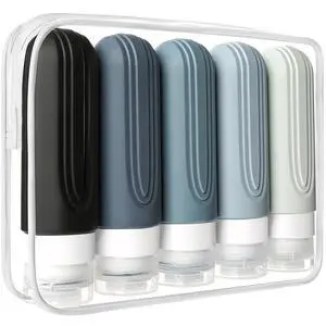 Travel Bottles for Toiletries, 5 Pack TSA Approved Travel Size Containers, 3oz Leak Proof Refillable Travel Accessories for Shampoo Conditioner, BPA Free Travel Bottles with Toiletry Bag Travel Bottles for Toiletries, 5 Pack TSA Approved Travel Size Containers, 3oz Leak Proof Refillable Travel Accessories for Shampoo Conditioner, BPA Free Travel Bottles with Toiletry Bag