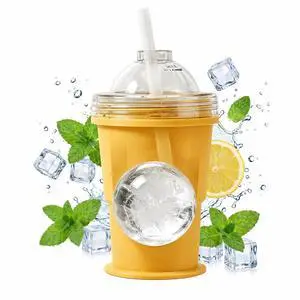Portable Collapsible Silicone Cup with Ice Ball Maker, Foldable Drinking Cup, BPA-Free, Leakproof, for Whiskey, Cocktails, Coffee(Yellow) Portable Collapsible Silicone Cup with Ice Ball Maker, Foldable Drinking Cup, BPA-Free, Leakproof, for Whiskey, Cocktails, Coffee(Yellow)