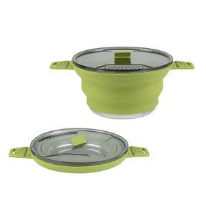 Liter Collapsible Camping Pot, 1 Portable Cook Pot - With Lid, Stainless Steel Bottom, Silicone Camping Cookware, For Travel Or Outdoor Hiking- Restaurantware Liter Collapsible Camping Pot, 1 Portable Cook Pot - With Lid, Stainless Steel Bottom, Silicone Camping Cookware, For Travel Or Outdoor Hiking- Restaurantware