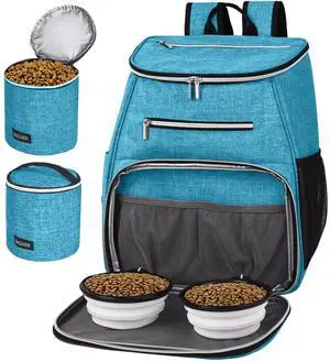 Dog Travel Bag Backpack, Airline Approved Pet Supplies Backpack, Dog Travel Backpack with 2 Silicone Collapsible Bowls and 2 Food Baskets Sky Blue Dog Travel Bag Backpack, Airline Approved Pet Supplies Backpack, Dog Travel Backpack with 2 Silicone Collapsible Bowls and 2 Food Baskets Sky Blue