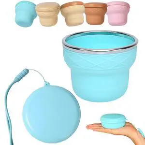 Collapsible Travel Cup 7oz Silicone Foldable Water Cup, Cute Ice Cream Cone Shape, Macaron Colors, BPA-Free with Lid - Portable Drinking Cup for Camping, Hiking & Outdoor Travel (Blue) Collapsible Travel Cup 7oz Silicone Foldable Water Cup, Cute Ice Cream Cone Shape, Macaron Colors, BPA-Free with Lid - Portable Drinking Cup for Camping, Hiking & Outdoor Travel (Blue)