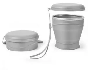 260ml Collapsible Silicone Cup with Lid,BPA-Free,304 Stainless Steel Rim,Portable Cup for Travel,Camping, Hiking,Outdoor Sports (Gray) 260ml Collapsible Silicone Cup with Lid,BPA-Free,304 Stainless Steel Rim,Portable Cup for Travel,Camping, Hiking,Outdoor Sports (Gray)