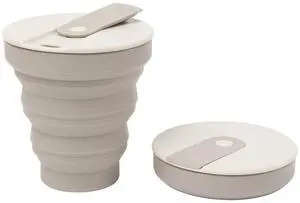 Collapsible Coffee Cup with Lid - Reusable & Microwave Safe Silicone Collapsible Cup, Foldable Cup, Portable Coffee Travel Mug/Camping Cup (12OZ, Warm Grey)*Straw Sold Separately* Collapsible Coffee Cup with Lid - Reusable & Microwave Safe Silicone Collapsible Cup, Foldable Cup, Portable Coffee Travel Mug/Camping Cup (12OZ, Warm Grey)*Straw Sold Separately*