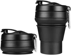 Collapsible Coffee Cup, 16 OZ 480ml Silicone Travel Folding Cup, Leak Proof BPA Free Portable Cup, Travel mug with Lids for Camping hiking Collapsible Coffee Cup, 16 OZ 480ml Silicone Travel Folding Cup, Leak Proof BPA Free Portable Cup, Travel mug with Lids for Camping hiking
