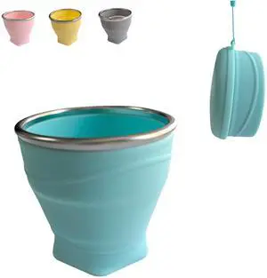 Collapsible Cup, 8.8oz 260ml Foldable Travel Mini Coffee Mug, BPA Free Silicone Water Cup and Lid with Stainless Steel Rim, Portable Pocket Cup for Outdoor, Hiking, Camping & Kids Blue Collapsible Cup, 8.8oz 260ml Foldable Travel Mini Coffee Mug, BPA Free Silicone Water Cup and Lid with Stainless Steel Rim, Portable Pocket Cup for Outdoor, Hiking, Camping & Kids Blue