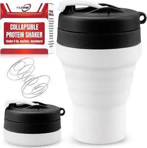 Protein Shaker Bottle Collapsible - Food-Grade, Leakproof Lid 600mL/20oz Shaker - Reusable Silicone Shaker Cups for Protein Shakes for Gym-goers & Travelers Protein Shaker Bottle Collapsible - Food-Grade, Leakproof Lid 600mL/20oz Shaker - Reusable Silicone Shaker Cups for Protein Shakes for Gym-goers & Travelers