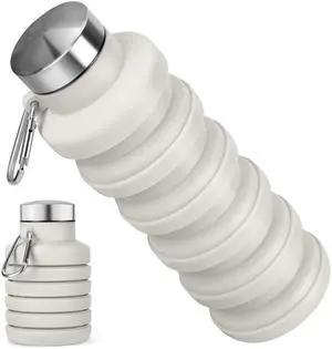 Collapsible Water Bottle, 16oz Portable Reusable Silicone Water Bottle with Carabiner for Gym, Travel, Camping, Hiking, Sports, Lightweight, BPA-Free, Leak-Proof, Foldable Design, Gray Collapsible Water Bottle, 16oz Portable Reusable Silicone Water Bottle with Carabiner for Gym, Travel, Camping, Hiking, Sports, Lightweight, BPA-Free, Leak-Proof, Foldable Design, Gray